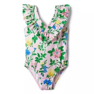 Janie and Jack Girl’s Floral Ruffle Swimsuit Size 10